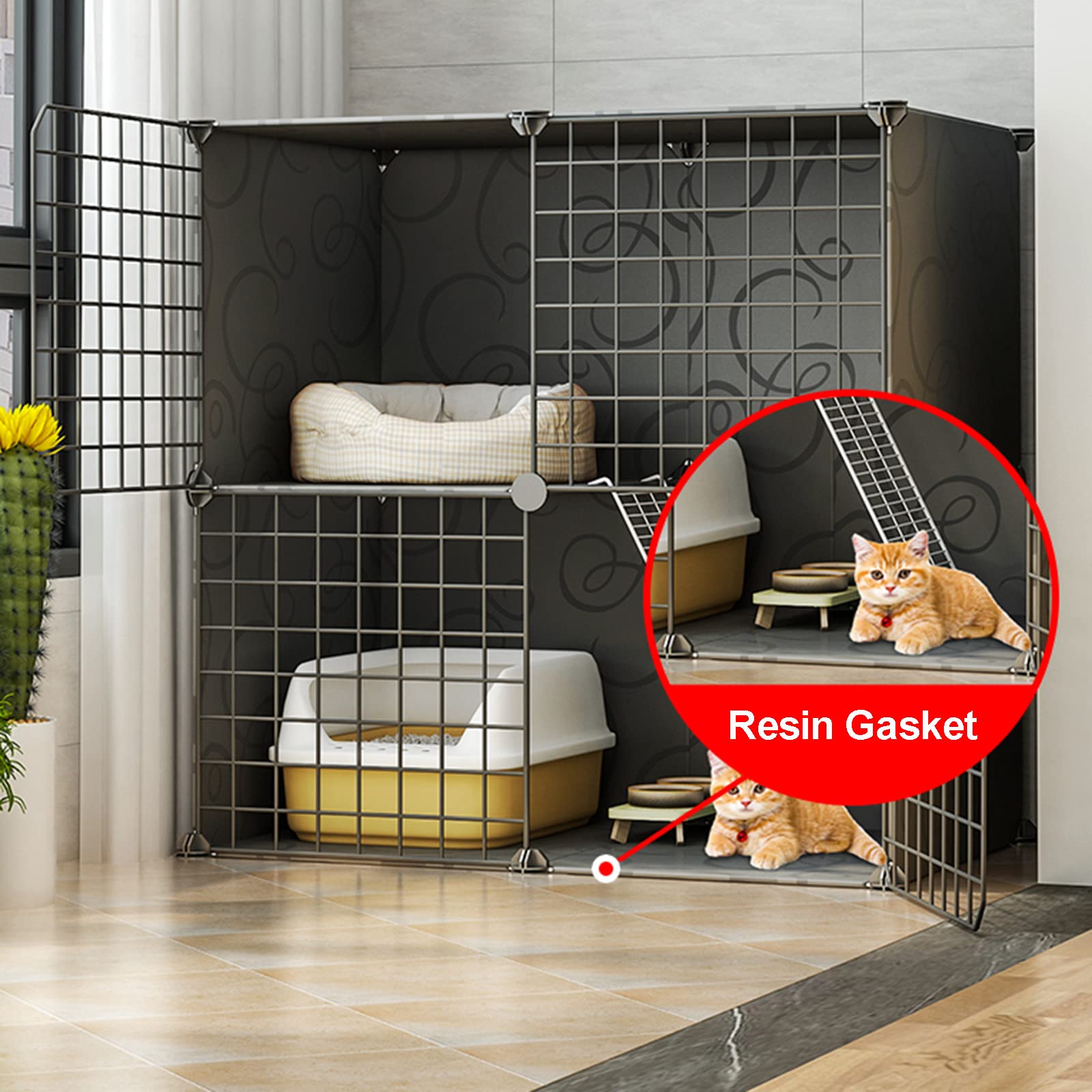 Generico Gabbia per Gatti da Interno di Grandi Dimensioni, Pieghevole, Adatta a Piccoli Animali, in Metallo, Ideale per balconi e balconi (75 * 39 * 84 cm)
