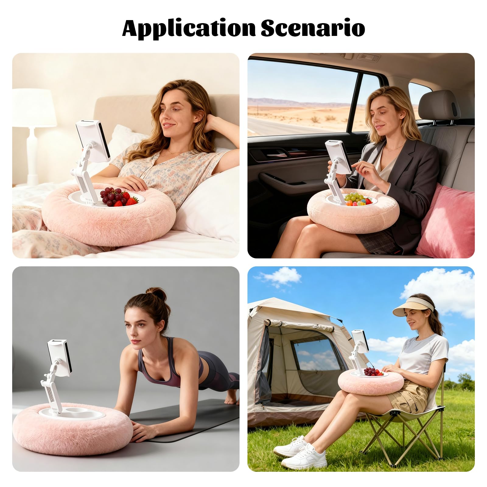 Supporto per Tablet, Supporto Kindle Regolabile per la Lettura | con 3 Ciotole per Snack Compatibile con Telefoni, Tablet e Dispositivi Kindle da 4,7"-13"