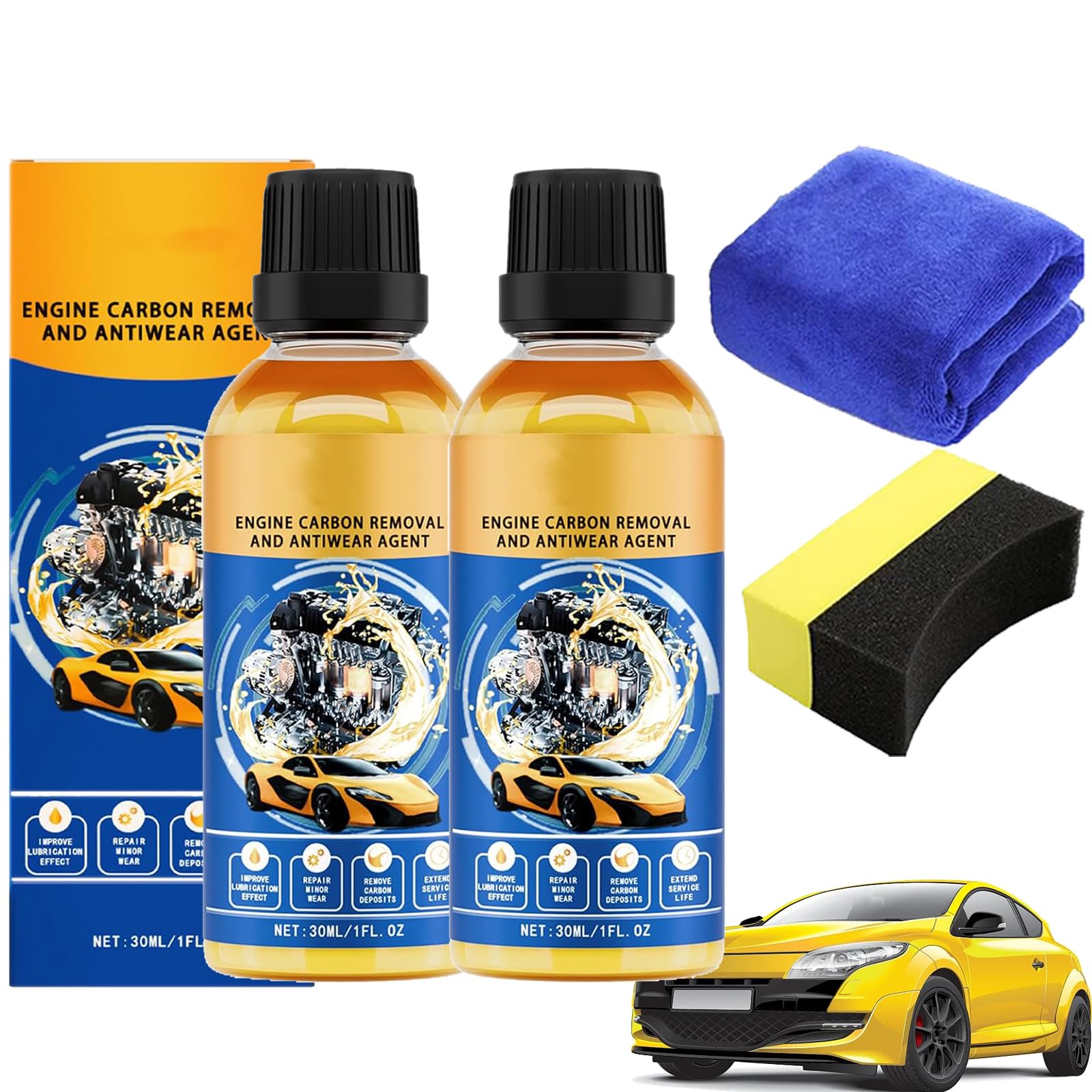 Protecteur de moteur anti-usure, agent anti-usure du moteur haute efficacité, protection anti-usure du moteur très efficace, réduction du bruit et cure de tremblement (2 pièces)