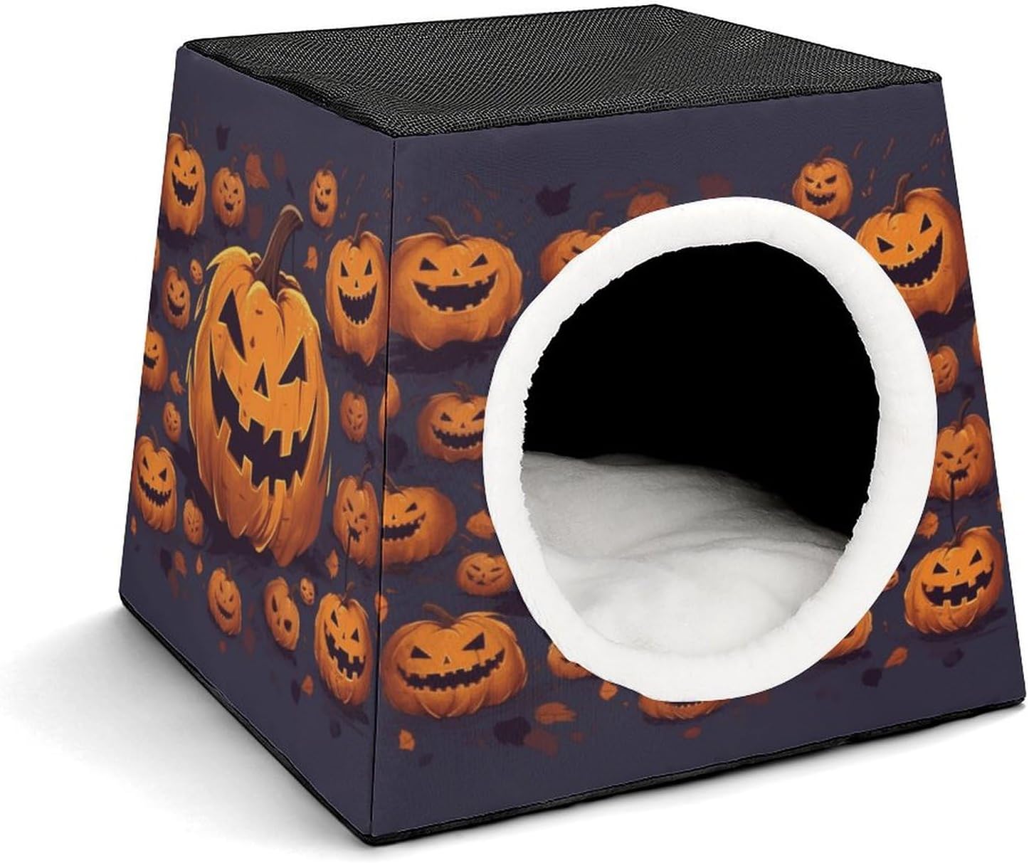 Pet Sleeping Nest Bed, Halloween Pumpkin Printed Dog House Cat Nest, Winter Pet House are Suitable for Most Cats, Dogs, and Other Small Pets