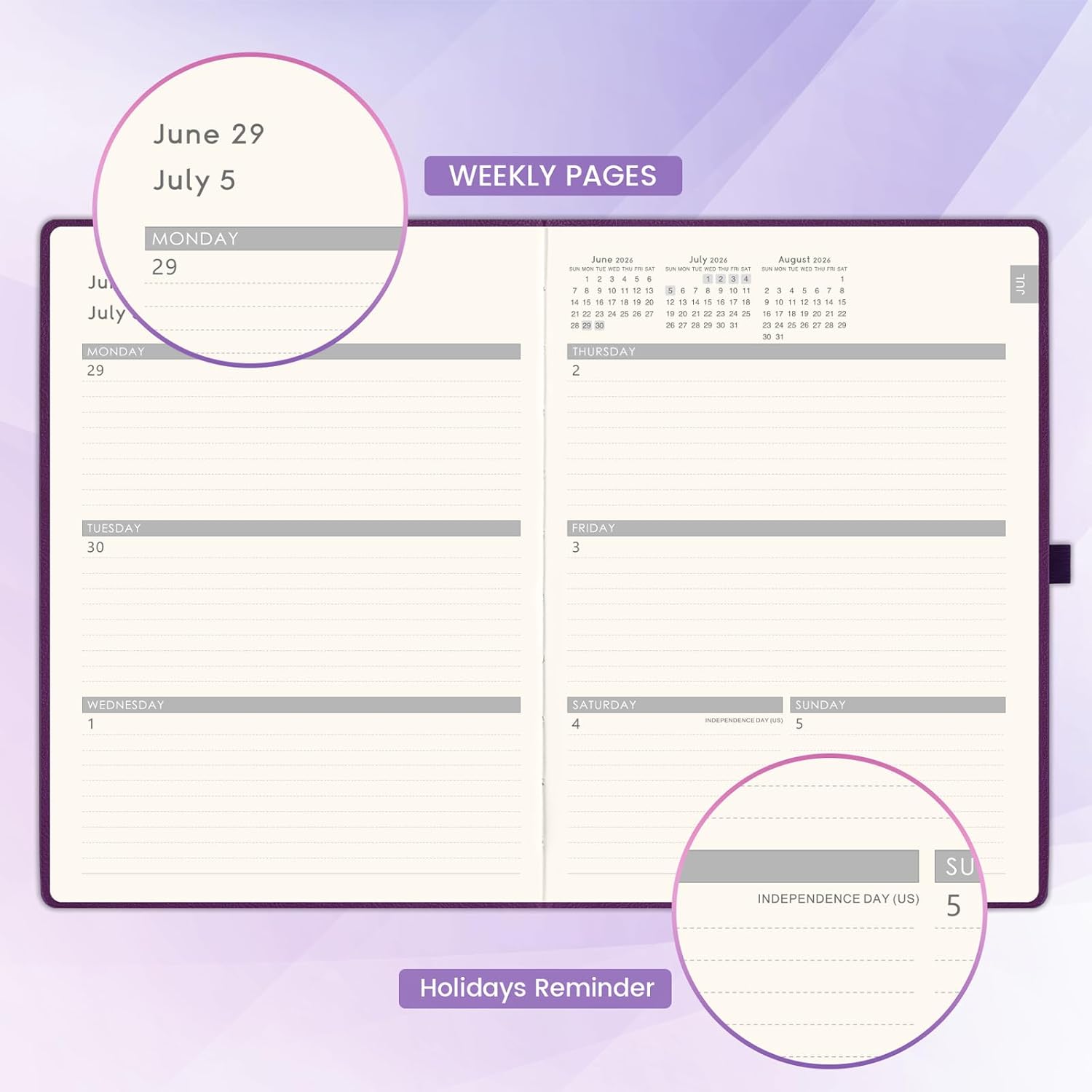 Planner 2026-2027 - Academic Planner 2026-2027, 8.5" x 11", July 2026 - June 2027, Planner Daily Weekly and Monthly, Pen Holder, Pocket, 25 Notes Pages, Faux Leather Cover
