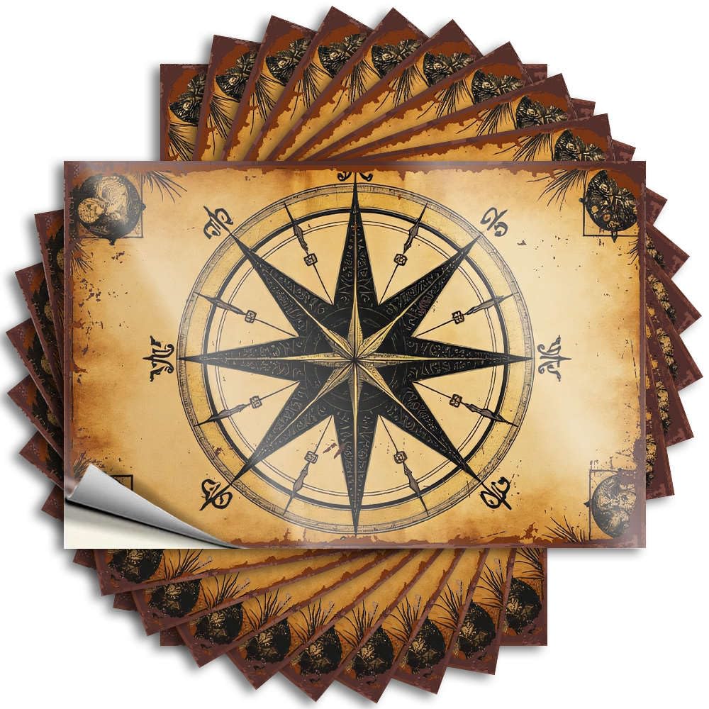 Quote Camper Decorations for Inside Drinking Fluffy Laptop Vintage Compass Design On Aged Paper. - Scratch Resistant Stickers(8X12CM)