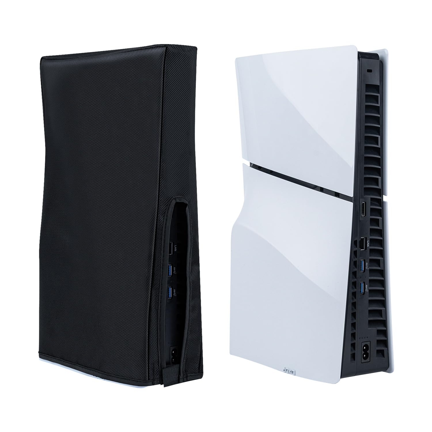 Mcbazel Housse PS5 Slim PS5 Slim Dust Cover Anti-Scratch Housse de Protection Anti-Poussière pour PlayStation 5 Slim Digital/Disc Game Console-Noir