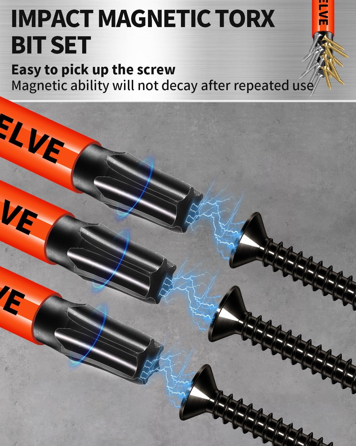 DYRECELVE Impact Torx Bit Set T15 T20 T25 T30 T40, 10-Pack 2 Inch S2 Steel Magnetic Power Bits for Impact Driver, 1/4 Inch Hex Shank Heavy Duty Magnetic Grip (Anti-Slip)