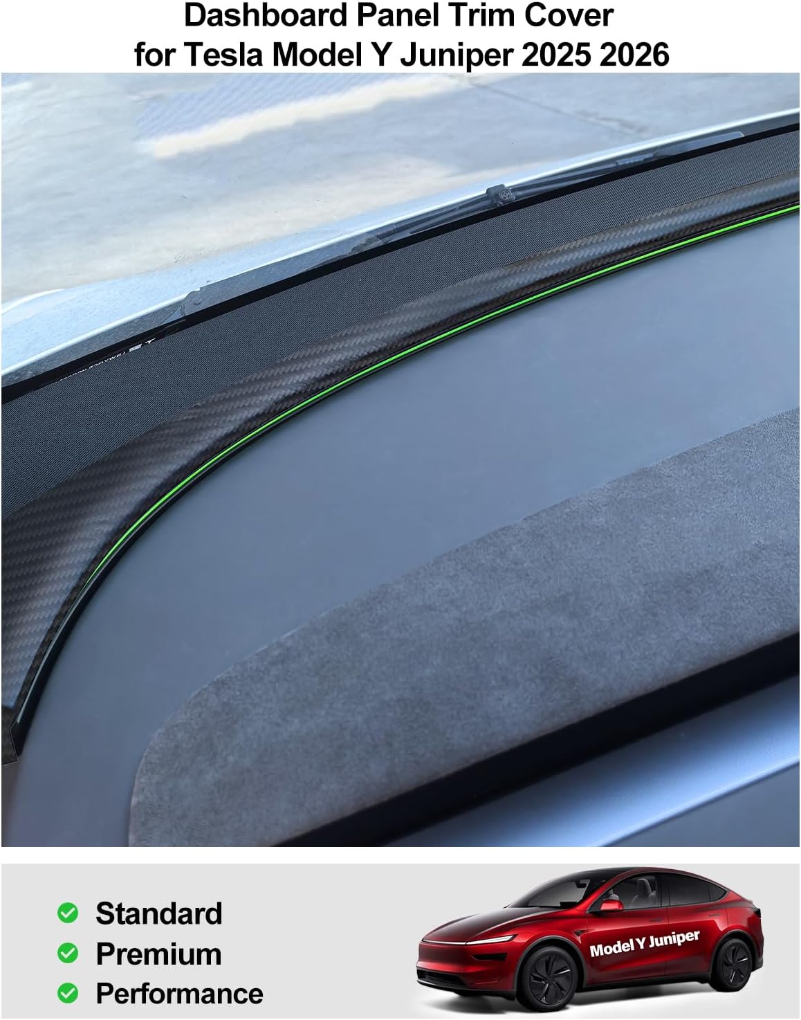 for Tesla Dashboard Ambient Light Strip Trim Cover Model Y Juniper 2025 2026 Carbon Fiber Texture Matte Finish Panel Trim Cover Model Y Accessories Front Ambient Light Condition Vent Cover
