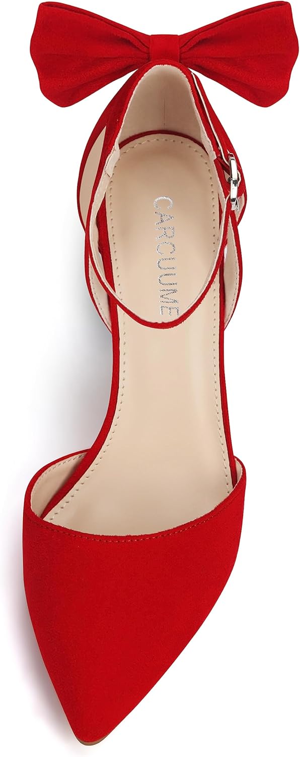Carcuume Women's Closed Toe Heels Bow Stiletto Heel Sandals Pointed Toe Pumps Wedding Shoes - Image 3