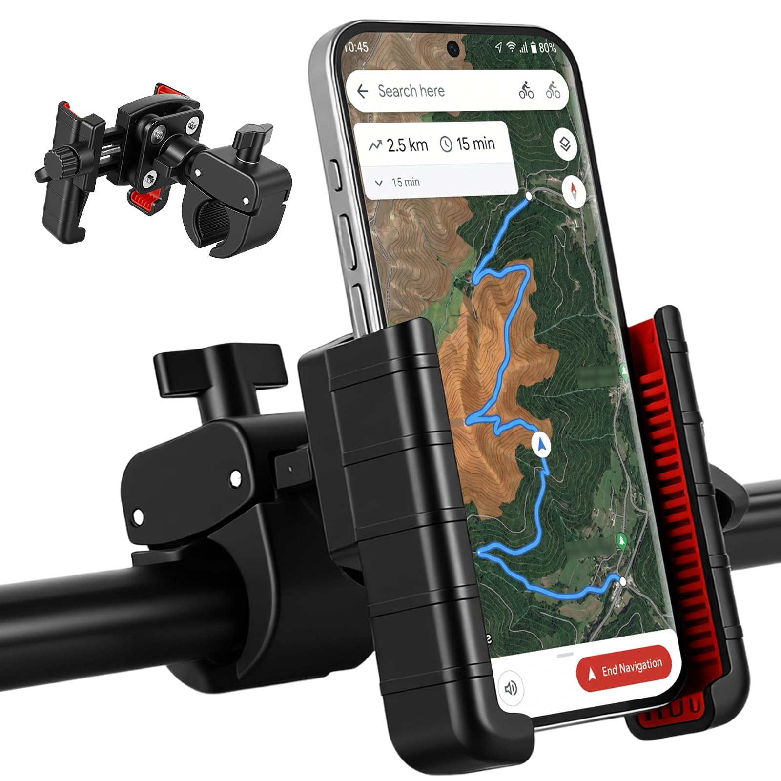 Zhjiutak Bike Phone Holder for 4.7''-7'' Smartphones, Bicycle Handlebar Cell Phone Clamp Shockproof Motorcycle Smartphones Mount for E-Bike, Electric Scooter