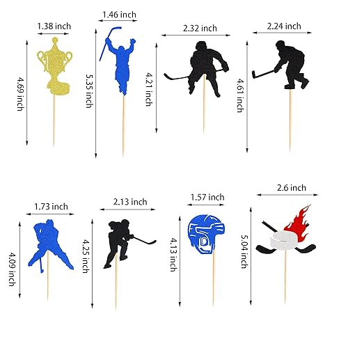 Miniatura 2 de Arthsdite 24 piezas de hockey para magdalenas, jugadores de hockey, trofeos, selecciones de cupcake de hockey sobre hielo, temática deportiva, baby