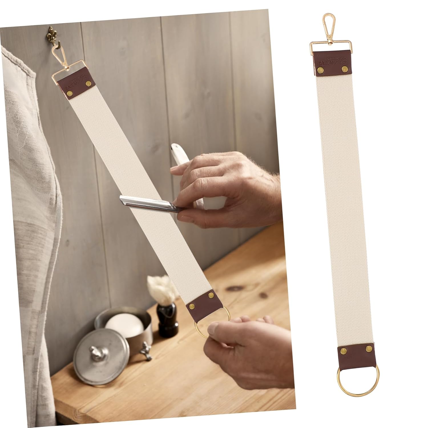 Thick Barber Sharpening Strop Dual-layer Canvas Strap for Maintaining and Easy to Use Tool for Barbers and Home Shaving