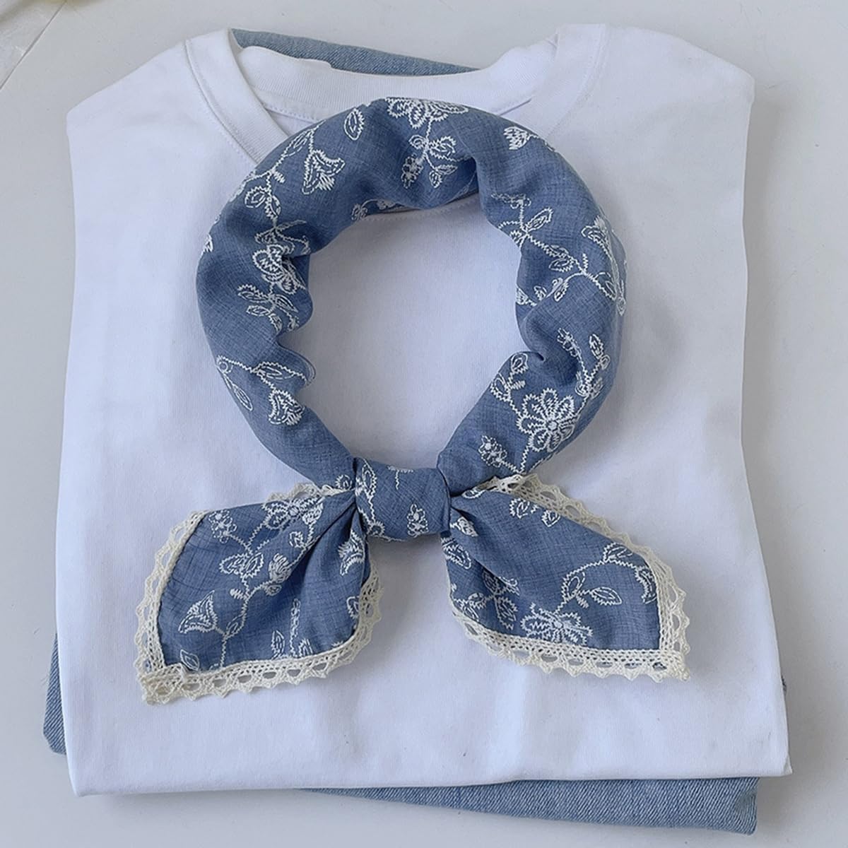 Soft Cotton Like Lace Bandana Headband, Head Wrap, Protective Coverage, Hair Neck Scarf for Women 24 x 24 inch - Image 6