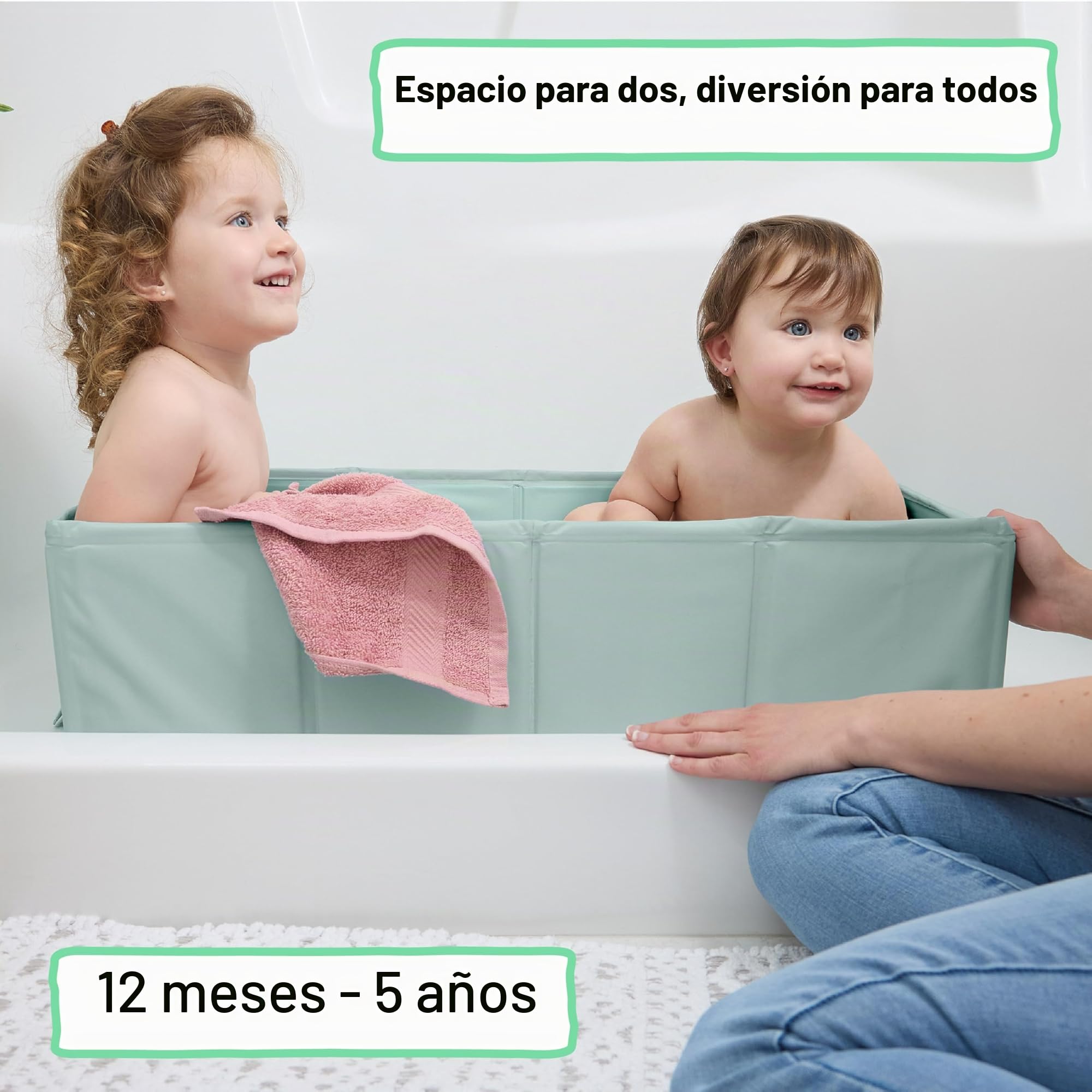 Ingenuity, Bañera para Niños Pequeños Tuckaway, Convierte la Ducha en Bañera, Plegable para Fácil Almacenaje, Diseño Compacto, Fácil de Limpiar, No Requiere Montaje, Para 12 Meses a 5 Años