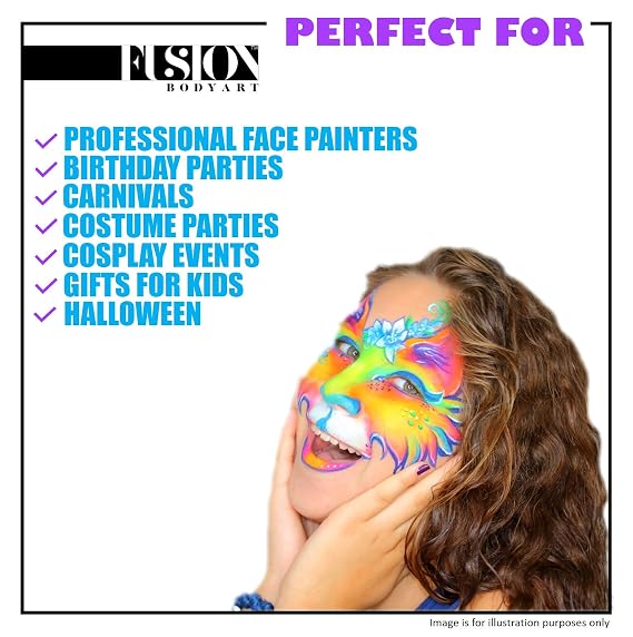 Fusion Body Art Pro Face Paint | Pearl Ocean Mist (25gm), Professional Quality Water Activated Shimmery Face and Body Paint Supplies Single Metallic Makeup Cake Hypoallergenic, Non-Toxic, Safe
