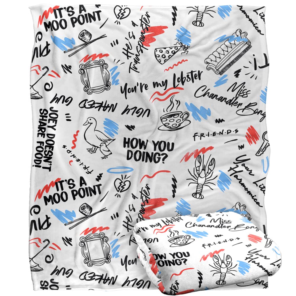 Plaid Friends Tag Lines toucher soyeux et ultra doux, grand format 152x127