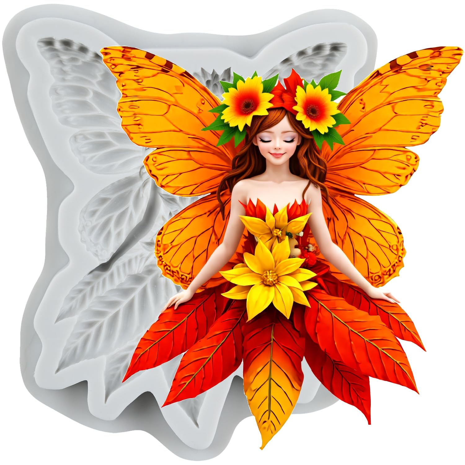 MINFEIDMS Butterfly Fairy Fondant Silicone Moulds Flower Fairy Candy Mould for Cake Decoration Cupcake Topper Chocolate Sugar Craft Gum Paste Polymer Clay