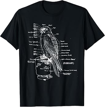 Labeled Falconry Diagram T-Shirt