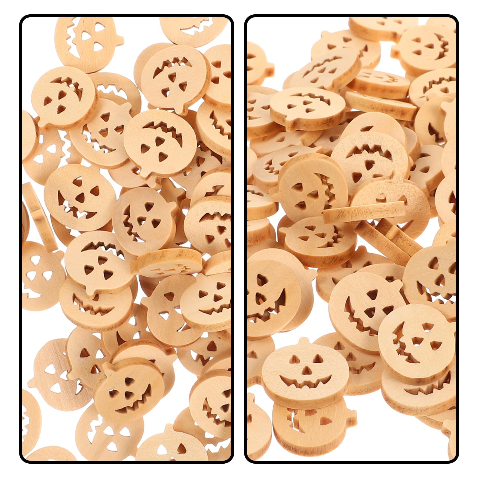 LIFKOME 100pcs Wooden Pumpkin Cutouts Blank Unfinished Pumpkin Buttons Card Making Embellishments Jack o Lantern Ornament Buttons for DIY Handmade Projects Crafts - Image 3