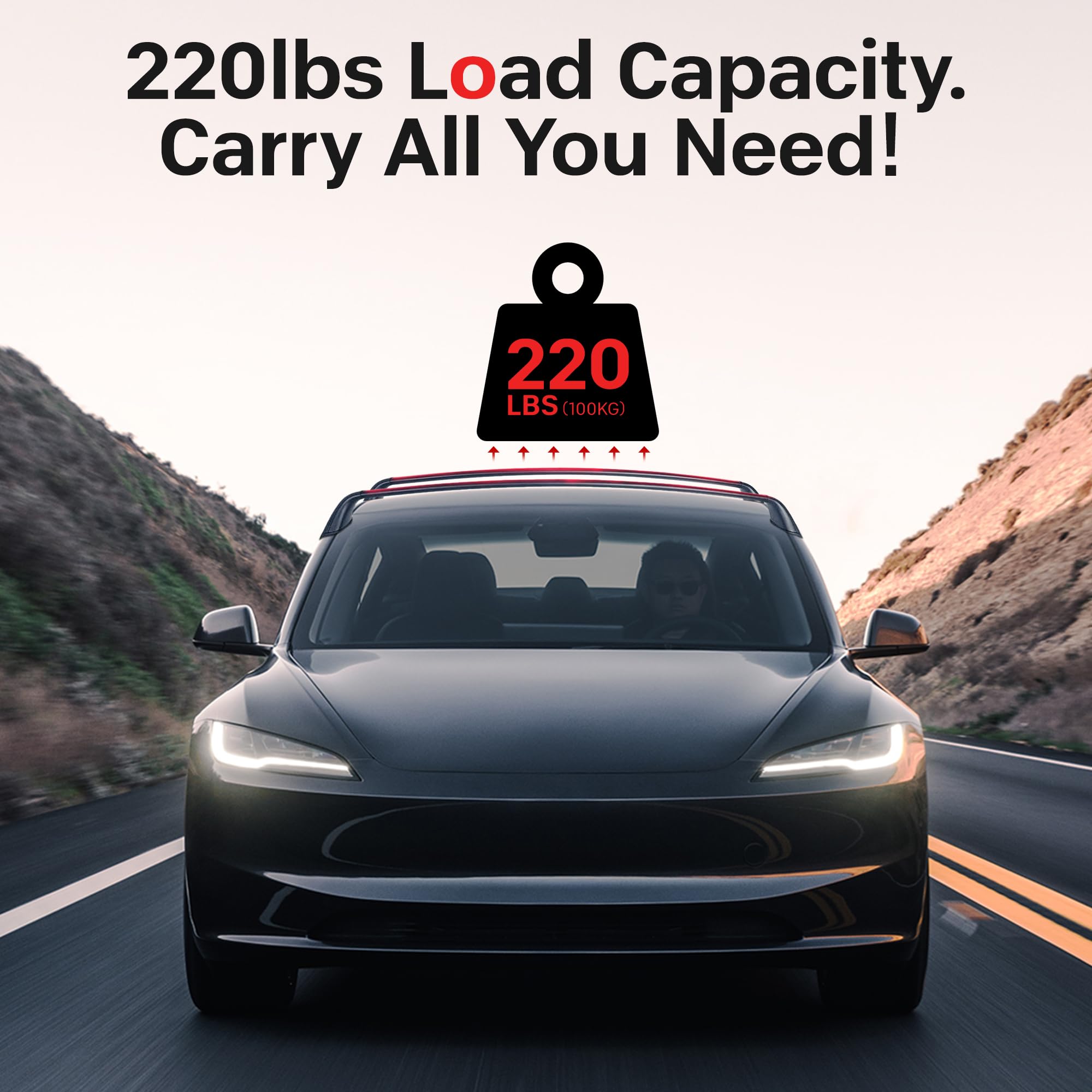 Barres transversales de Toit en Aluminium pour Tesla (Model 3)