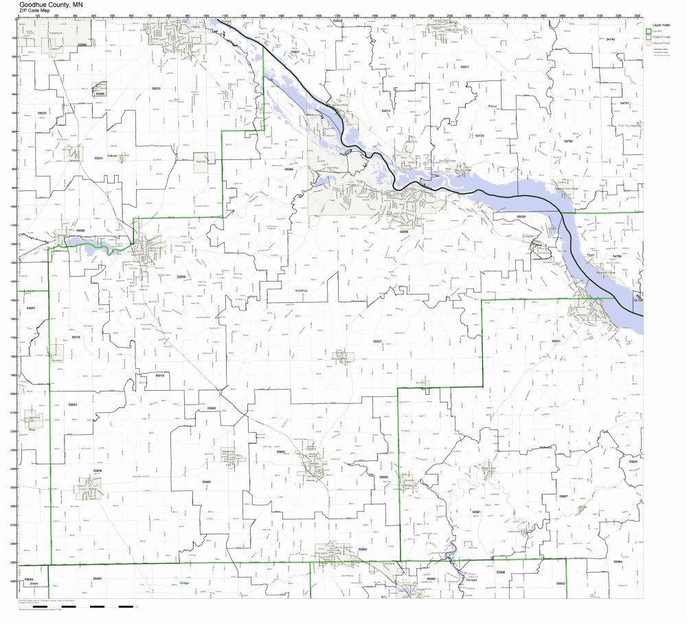 Goodhue County, Minnesota MN ZIP Code Map Not Laminated