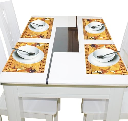 Miniatura 4 de yochoice Retro Dioses Anubis, egipcio y Horus Placemat Plate Holder Set 1, elegante de poliéster de mesa Manteles Individuales Protector de
