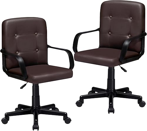 VECELO Silla de escritorio para oficina en casa con reposabrazos, respaldo medio, altura ajustable, giro de 360 grados, capacidad de 330 libras, disponible en Yaxa Colombia