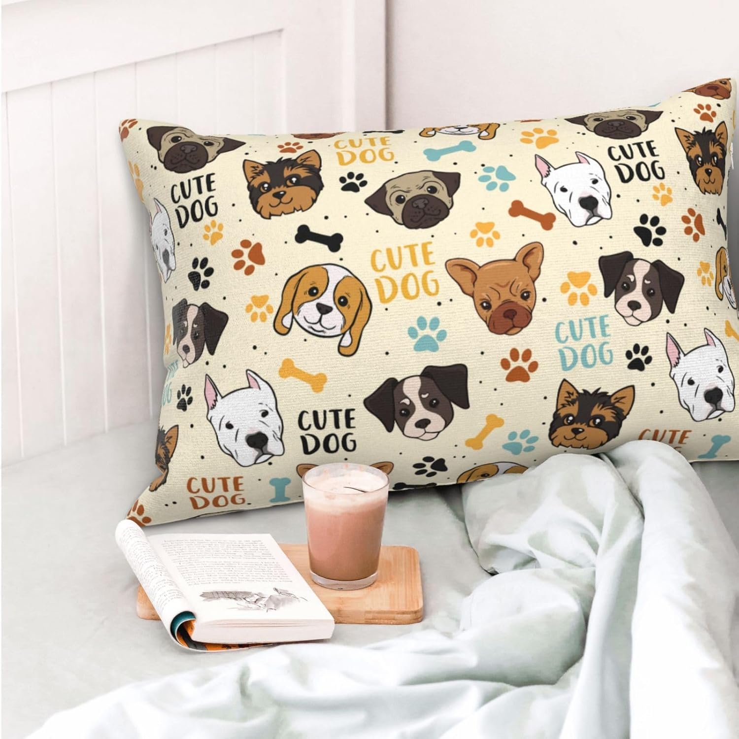 Cute Dog Pillow Cases 20x30 Inches - Soft Premium Pillow Covers with Hidden Zipper, Standard Size Decorative Dog Print Bedding Accessories for Kids Adults - Image 2