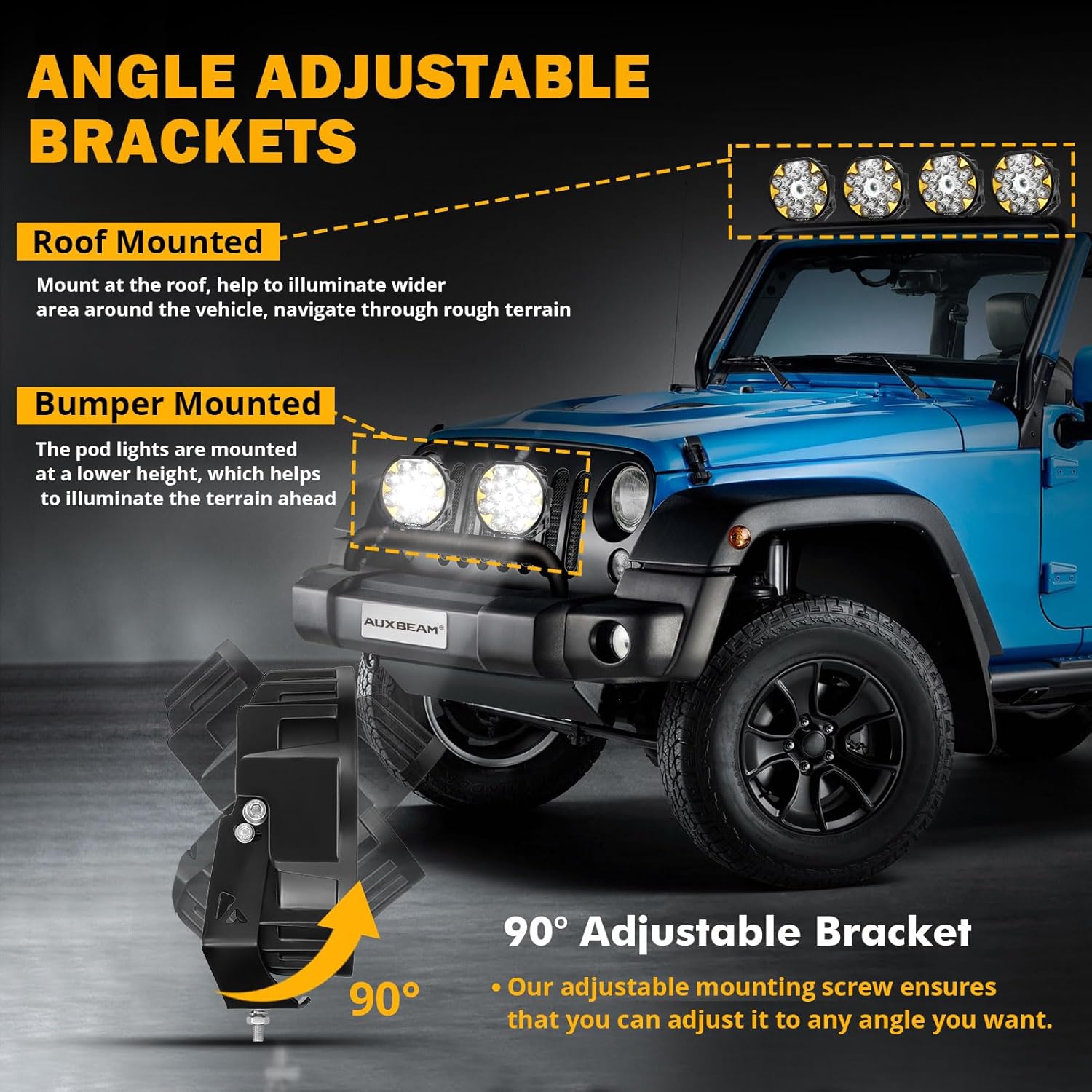 Auxbeam 8.5in Round LED Offroad Driving Light with Amber Turn Signal 220W 25200LM Ultra Brightness Spotlights Light Bar with DRL Spot Beam Ditch Lights Pod for Truck ATV UTV Jeep, 2 Years Warranty