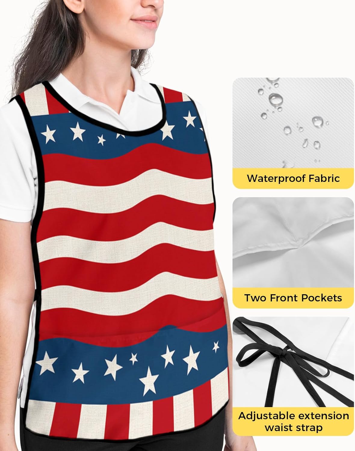 Marble Cobbler Aprons with 2 Pockets for Women Men, Modern Navy Blue Abstract Gold