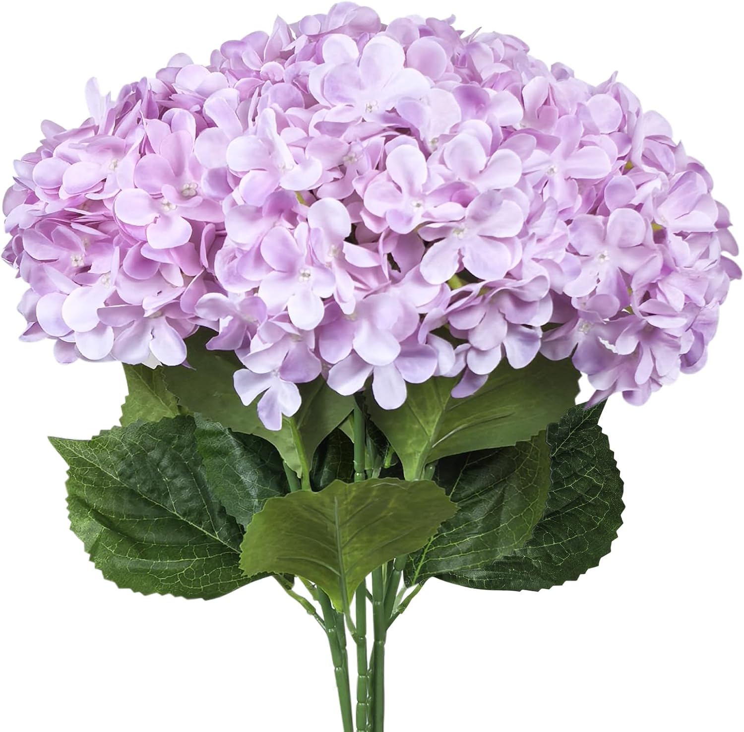 6 PCS Artificial Hydrangea Flowers, Faux Silk Hydrangea with Long Stems, Home Wedding Decor, Table Centerpieces, Party Decorations(Light Purple)