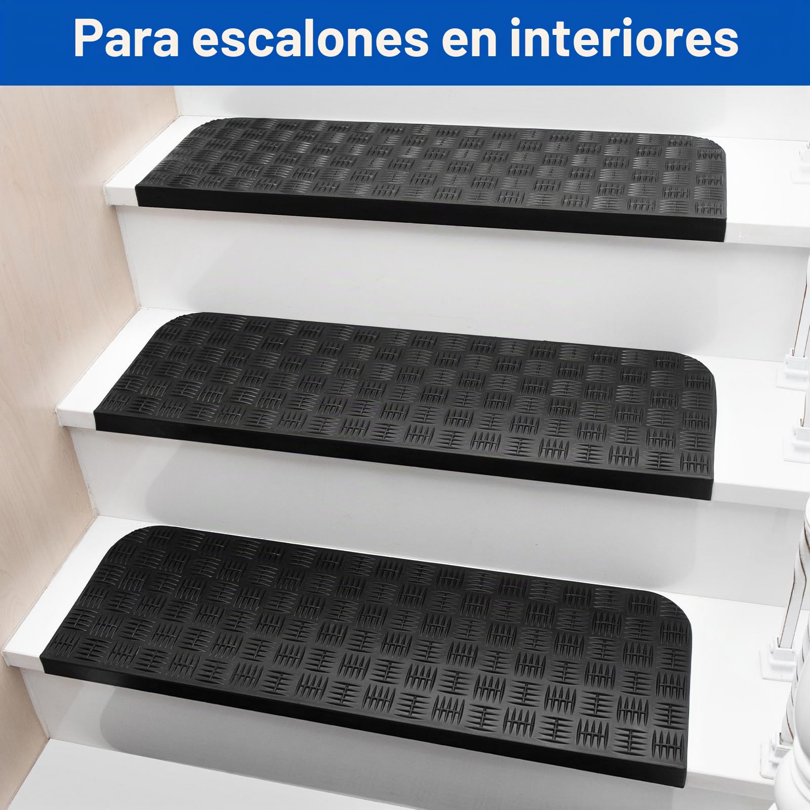 Spurtar Juego de 3 Cinta Caucho Sintético Antideslizante Escaleras Alfombrillas de Goma para Escaleras Antideslizantes, para Interiores y Exteriores Moqueta Adhesiva con Doble Cara,76 x 25 cm