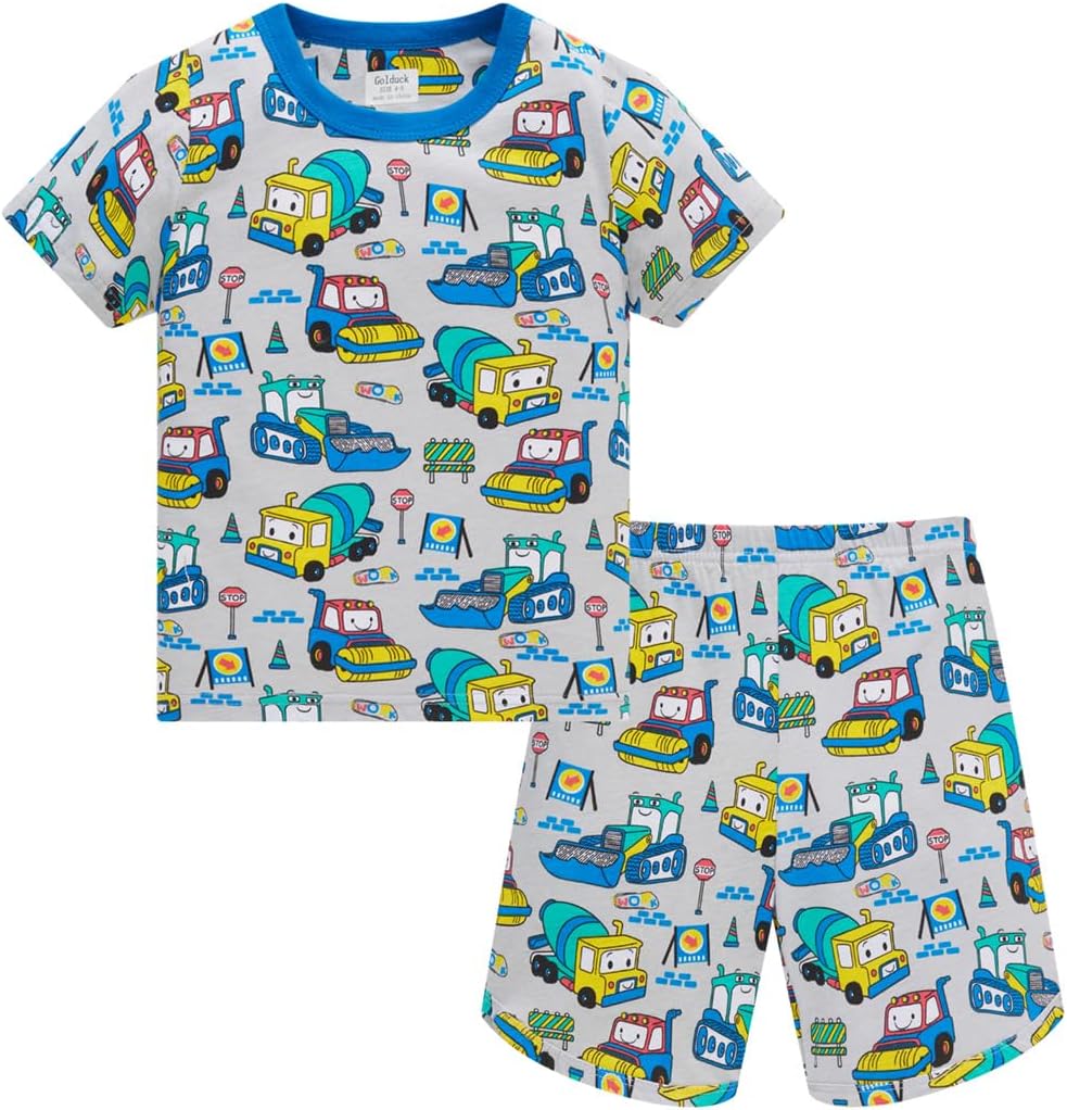 Kids Boys' Pajama Set Short Sleeve T-Shirt+Shorts Car Fire Truck Cartoon Print Little Kid 100% cotton clothing