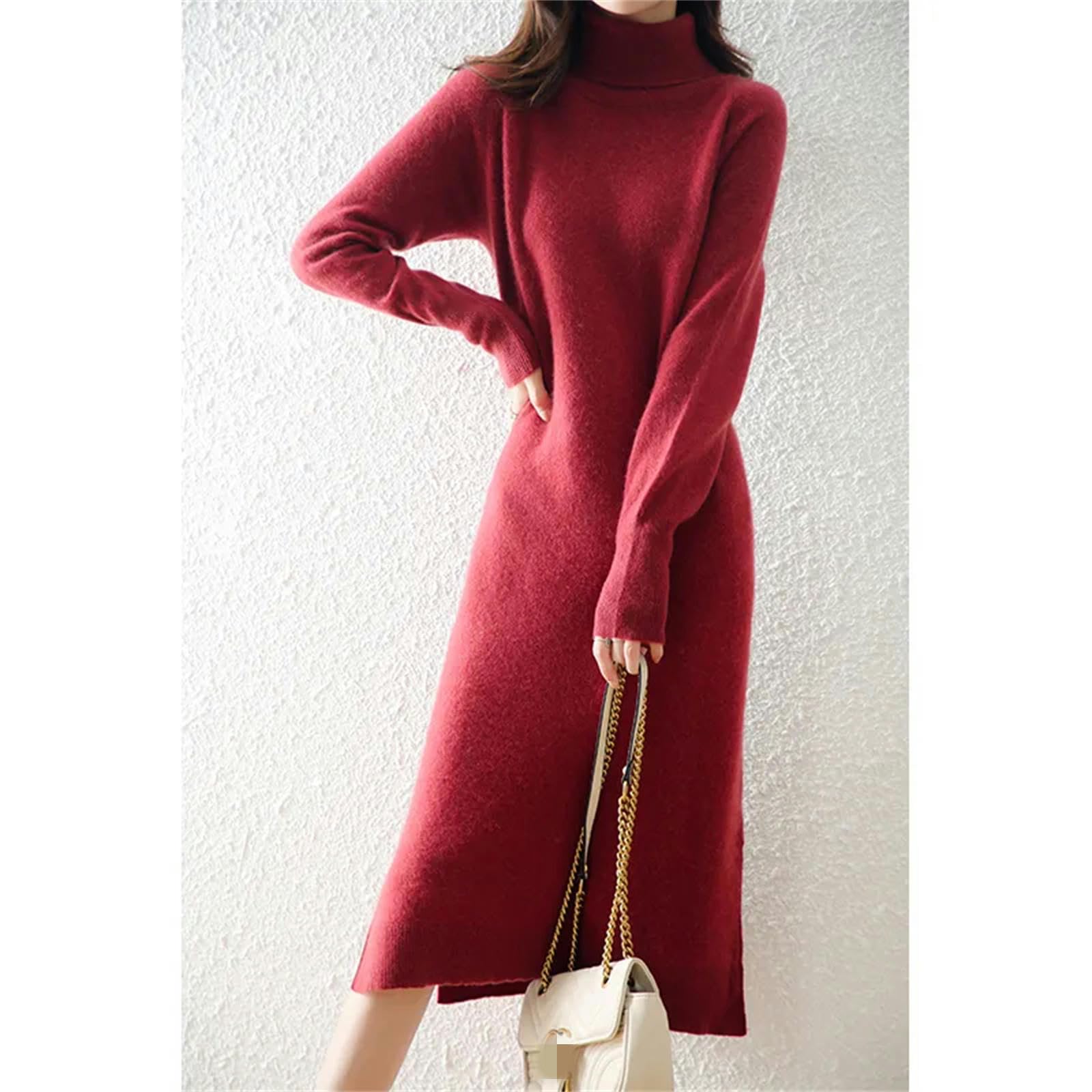 Sukienka zawijana z wysoką klapą modna sukienka gruby sweter z dzianiny sweter elegancka sukienka damska