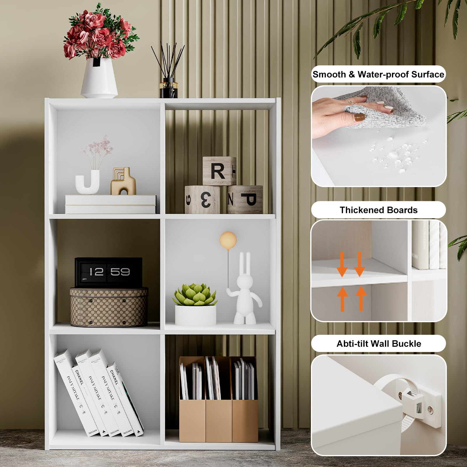 Best Cube Storage Organizer Picks for 2026 3 Sweetcrispy 6 Cube Storage Organizer - Open Cube Bookshelf with 3 Removable Back - product photo