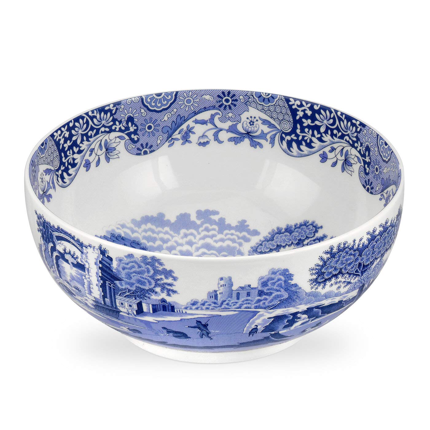 Spode x Blue Italian Round Bowl - Versatile Ceramic Bowl Suitable for Soups, Salads, or Desserts, Stylish, Durable Made in England Earthenware, Microwave & Dishwasher Safe, 27.5cm
