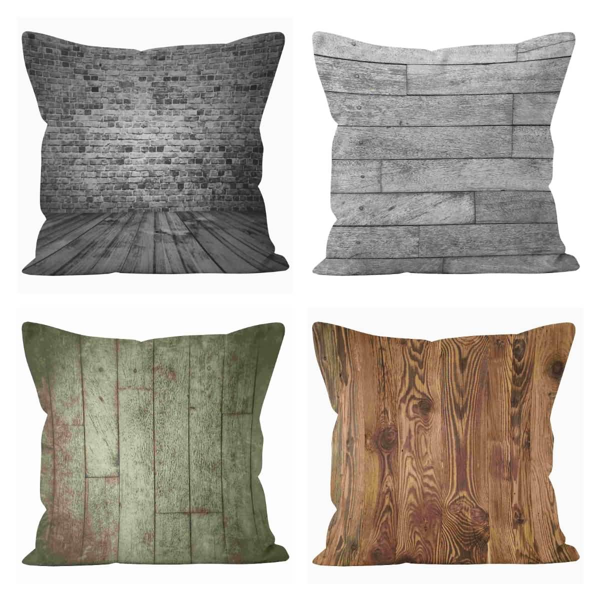 Housse de coussin en lin CEVAN 50x50 : l'élégance du grain de bois pour votre déco
