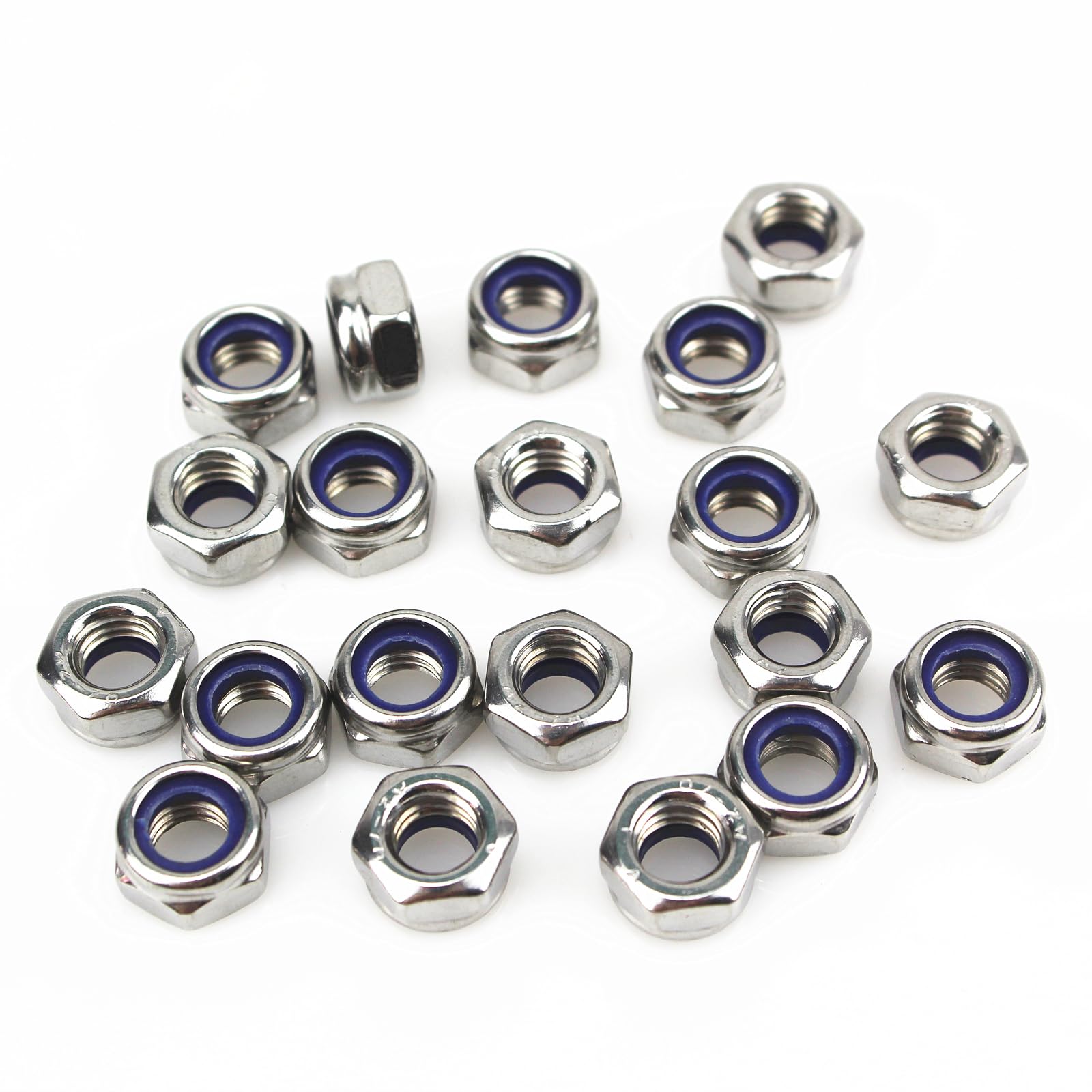 20 Pieces M8 Nyloc Nuts 8 mm Locking Nuts 304 Stainless Steel Hex Nylon Insert Lock Nut for Screw Bolt