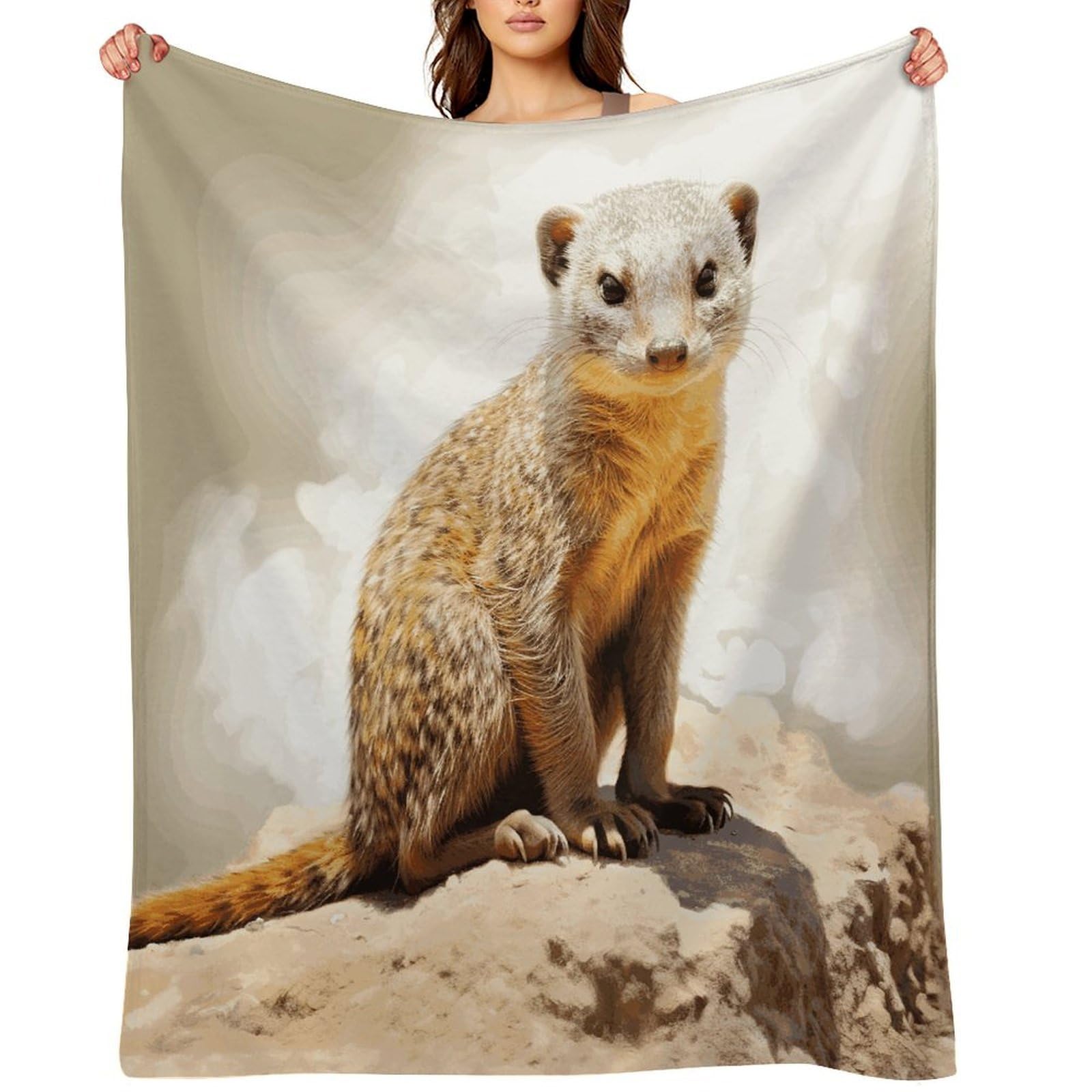 Flannel Wild Meerkats Throw Blanket for Couch Super Soft Fuzzy Cozy Flannel Blankets No Shed No Pilling FAnti-Static Winter Bed Blanket Decorative and Giftable Blankets