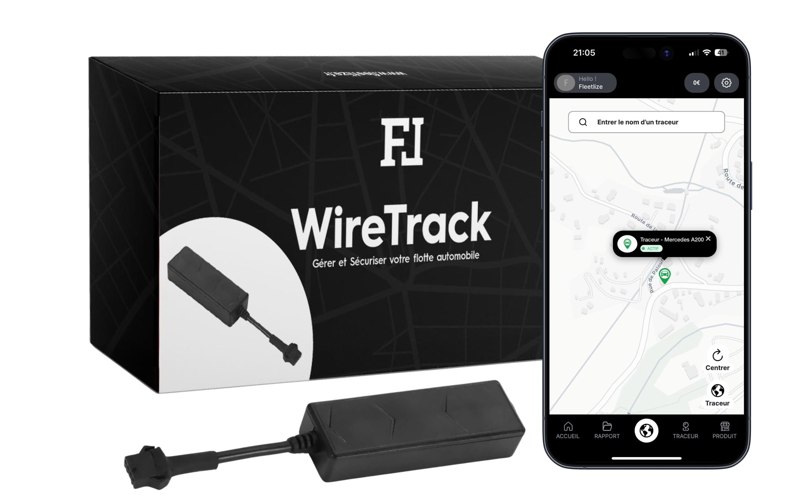Rastreador GPS WireTrack – Localizador en tiempo real para coche, motocicleta, camión – Seguimiento GPS preciso, alerta de desbordamiento de velocidad y zona, inmovilización remota, aplicación móvil y