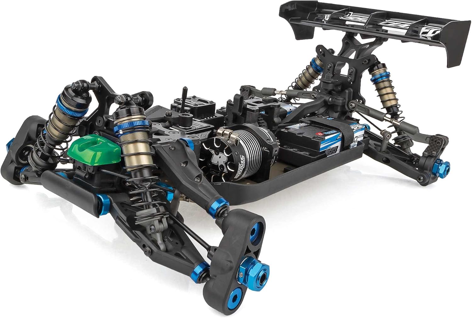 Close-up of RC8B4.1e suspension components