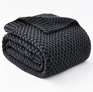 Topcee Knitted Weighted Blanket - 60"x80" 15lbs Queen Size Cooling Chunky Knit Heavy Blanket for Adults Cable Yarn Knit Decorative No Beads Soft Cozy and Cooling Weighted Throw Machine Washable