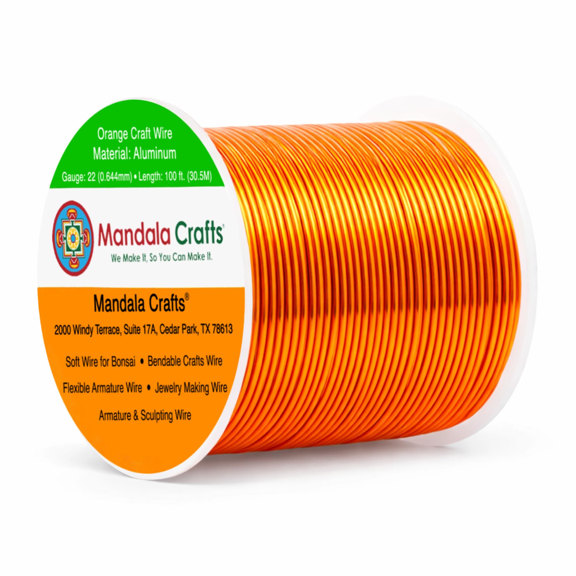 Mandala Crafts 22 Gauge Orange Anodized Aluminum Craft Wire, 100 FT