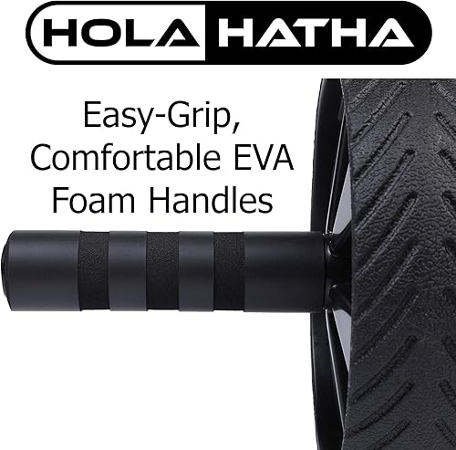 Miniatura 6 de HolaHatha - Rueda de rodillo para abdominales compacta, con asas y empuñaduras de espuma para gimnasio en casa, resistencia a los abdominales y