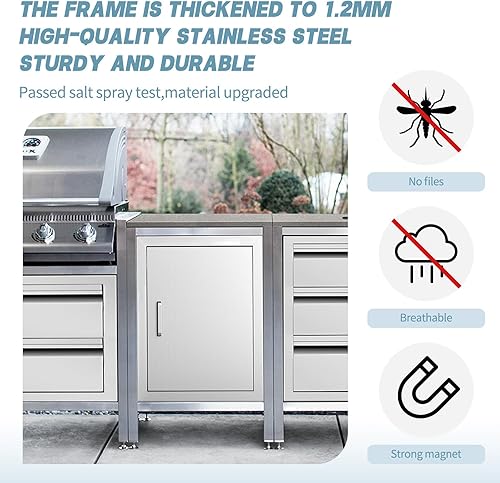 Miniatura 3 de Atatod Puerta de cocina al aire libre, puerta de acceso de cocina al aire libre de 17 "W23 H, barbacoa de acero inoxidable puerta única, se puede