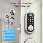 SMONET Smart Door Lock Fingerprint Keypad Bluetooth App Control Deadbolt | Silver Keyless Entry Door Lock for Homes and Apartments with Fingerprint Access, Touchscreen Keypad and Easy Installation