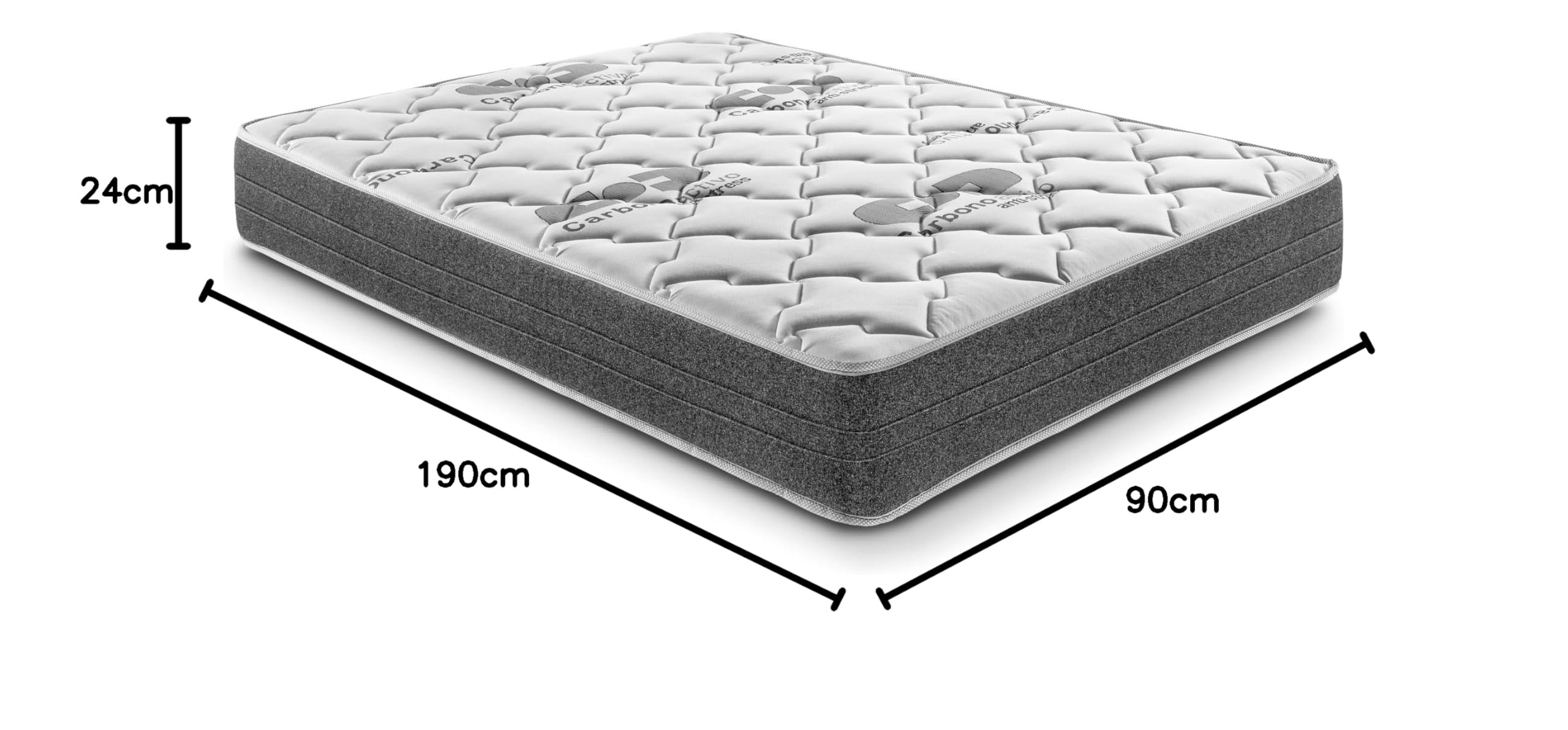 elalmacendelcolchon - Cama Completa con Colchón Visco Carbono + Somier Láminas + Almohada, Incluye Juego de Patas Roscadas (90 x 190 cm)