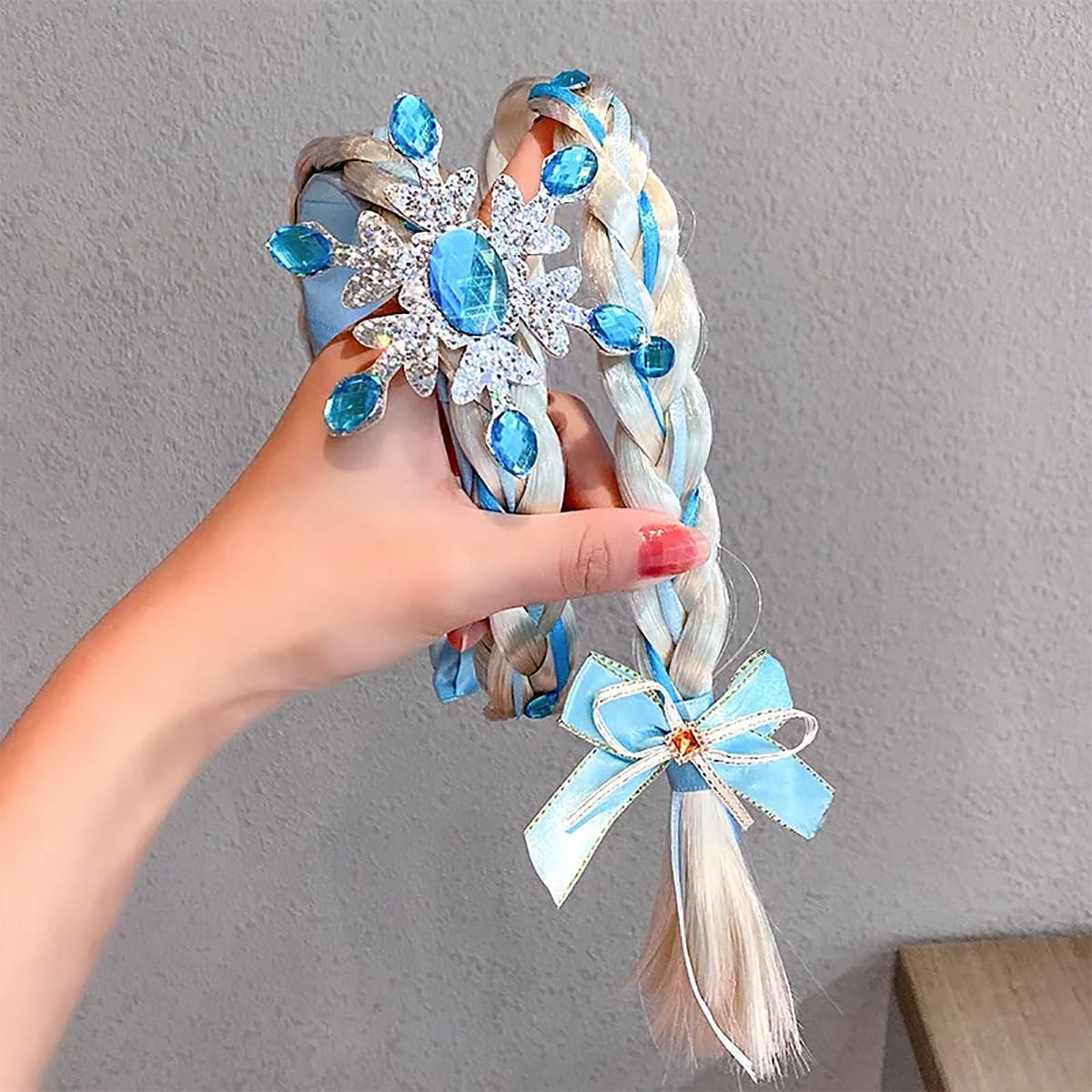 FancyDressWale Long Hair Princess Hairpiece Long 29" Cosplay Braided Wigs for Girls Princess Dress Up Accessories (Blue Snowflake) 2