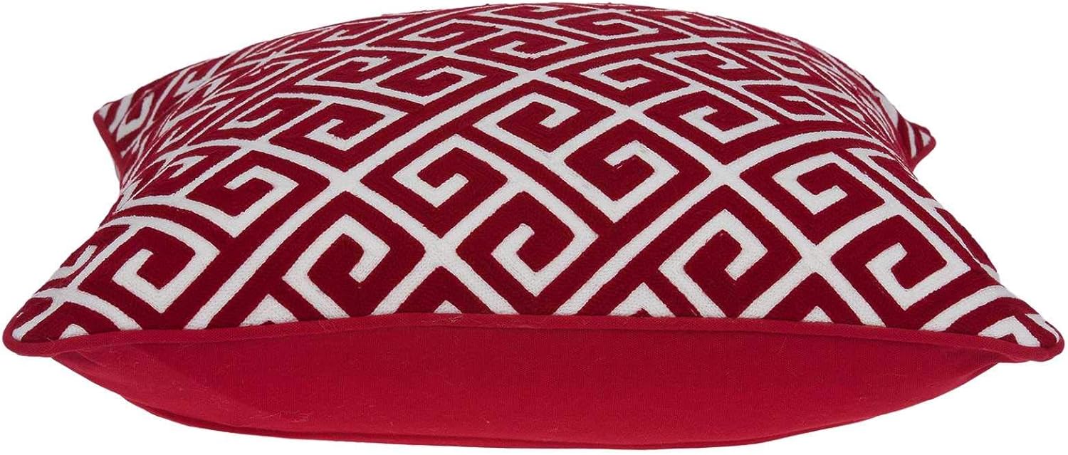 HomeRoots 334132 20 x 7 x 20 in. Transitional Red & White Cotton Pillow Cover with Poly Insert