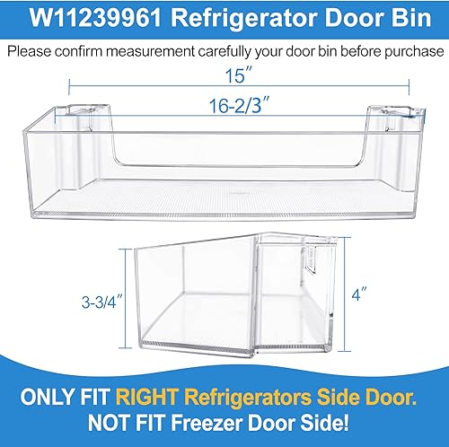 Miniatura 2 de W11239961 - Estante de repuesto para puerta de refrigerador compatible con Whirlpool W10900538 4591452 AP633410 PS1257877 EAP1257877 compatible con