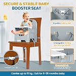 Orzbow Foldable Booster Seat with Dining Tray for Baby, Dining Table, Camping, Beach and Family Visits, Portable Kitchen Booster Chair, Baby Chair for Travel, 6-36 Months Up to 15 kg Toddler, Grey