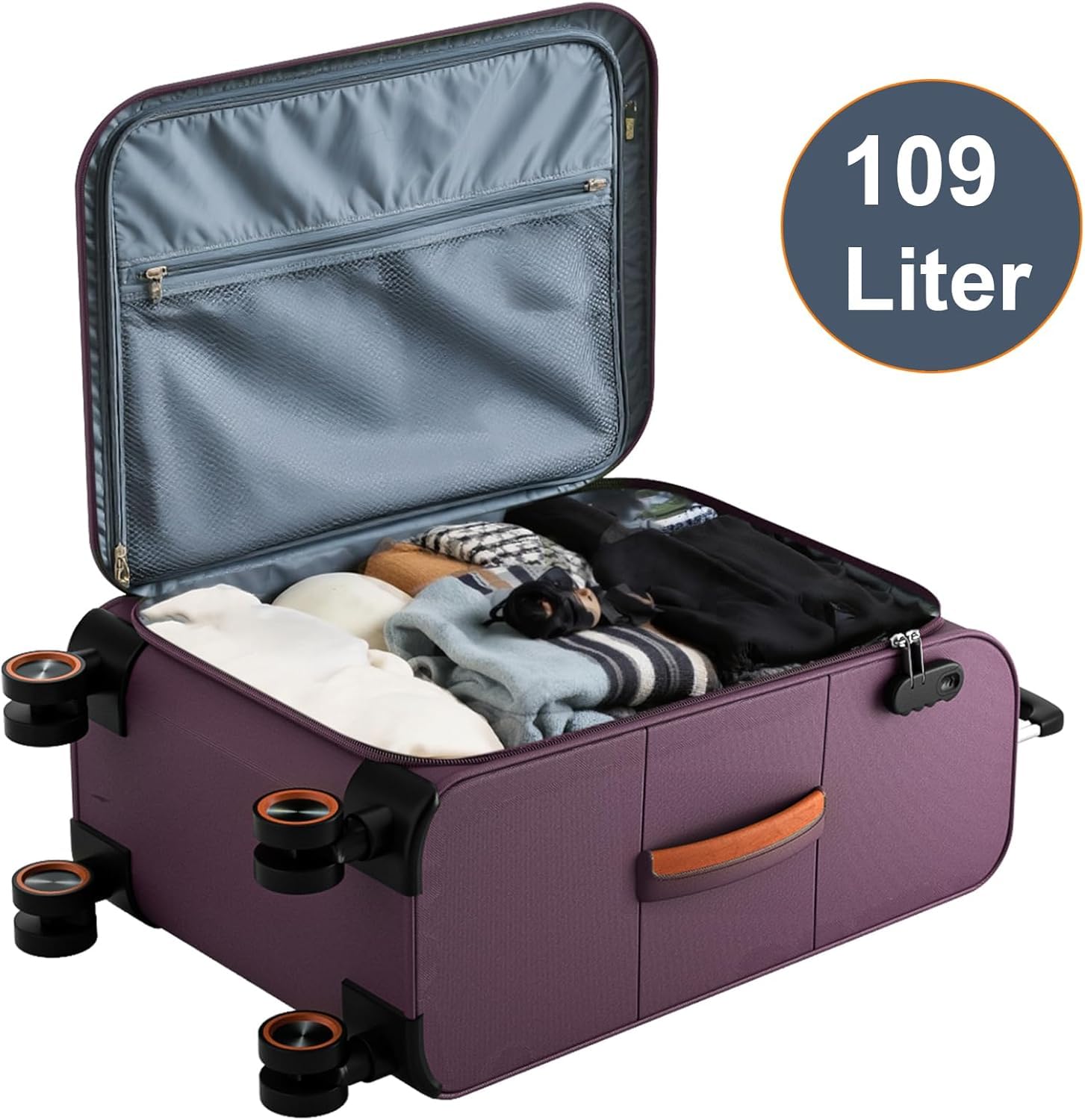 Weichschalenkoffer groß 78x48x30cm Stoff Trolley Leicht Reisekoffer 4 Rollen Zahlenschloss Handgepäck 109 Liter Rot