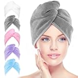AIDEA Microfiber Hair Towel Wrap, 5 Pack Turbans, Super Absorbent Quick Dry for All Hair Types, Anti-Frizz Accessories for Women, 26
